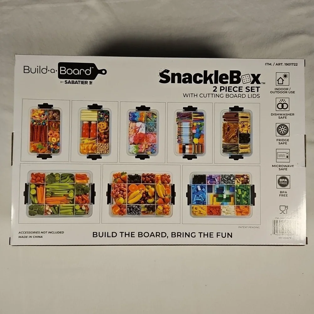 Sabatier Snacklebox Set with Cutting Board Lids 2-piece ( 1-Large & 1-Small) Set